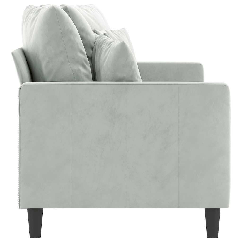 Light Gray Velvet 2-Seater Loveseat Sofa I8477