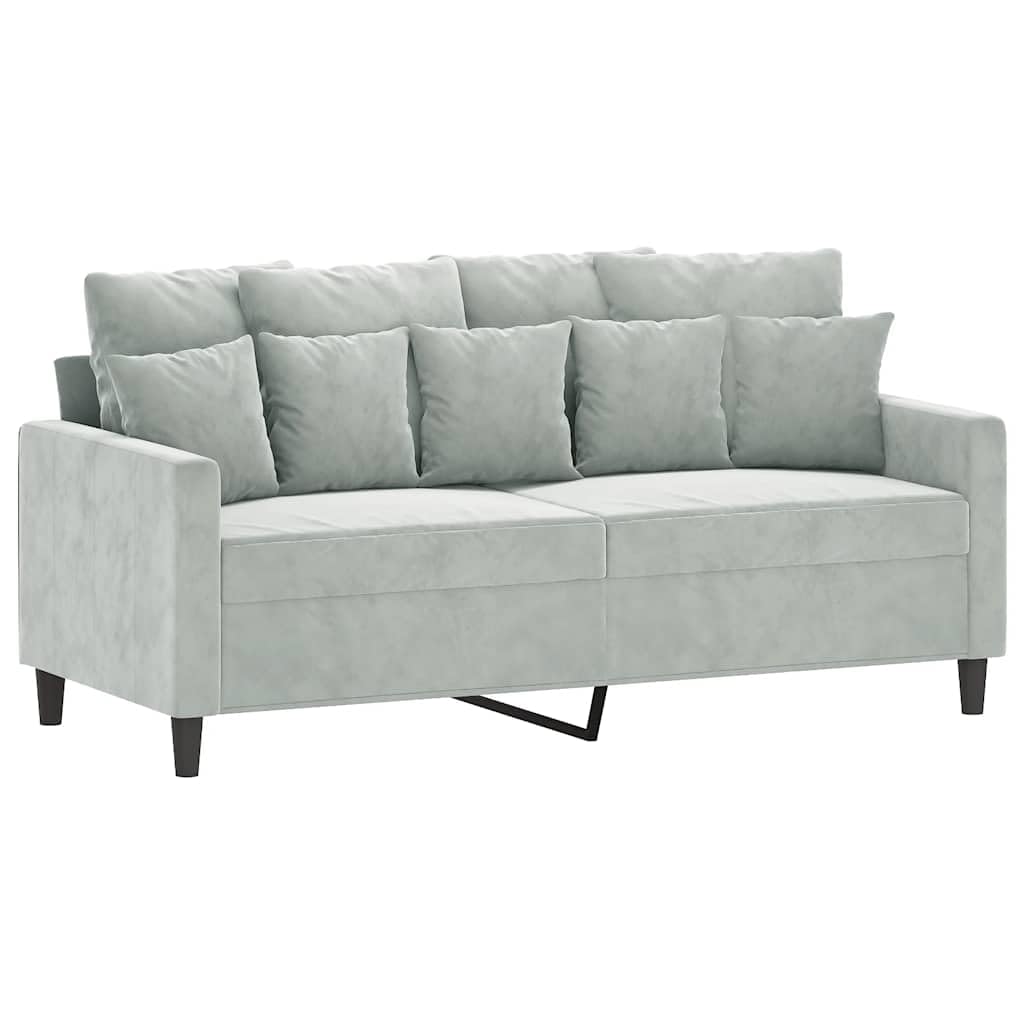 Light Gray Velvet 2-Seater Loveseat Sofa I8477