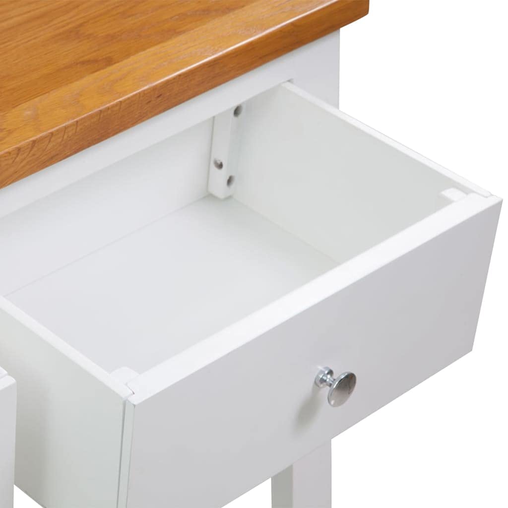 Solid Oak Wood Console Table with Two Drawers and Shelf M98193