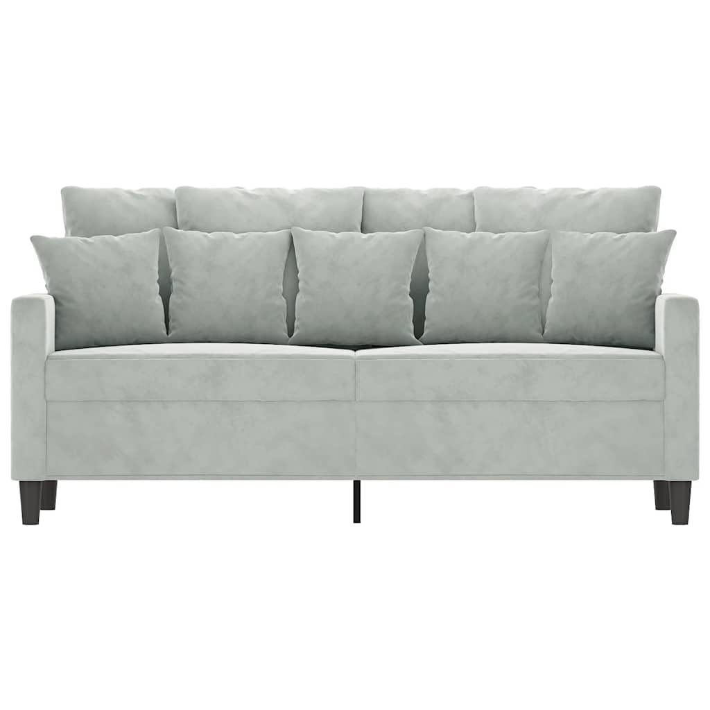 Light Gray Velvet 2-Seater Loveseat Sofa I8477