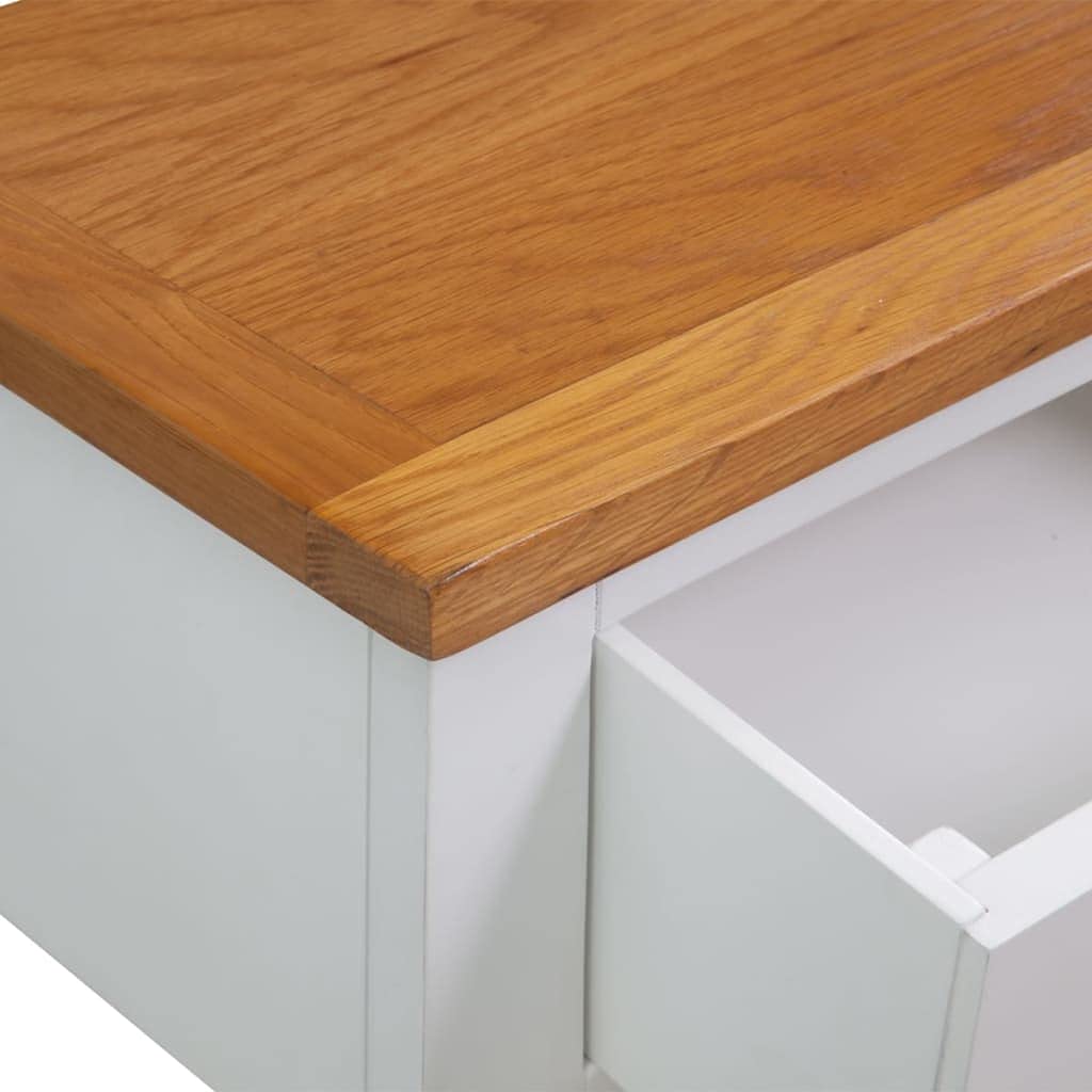 Solid Oak Wood Console Table with Two Drawers and Shelf M98193