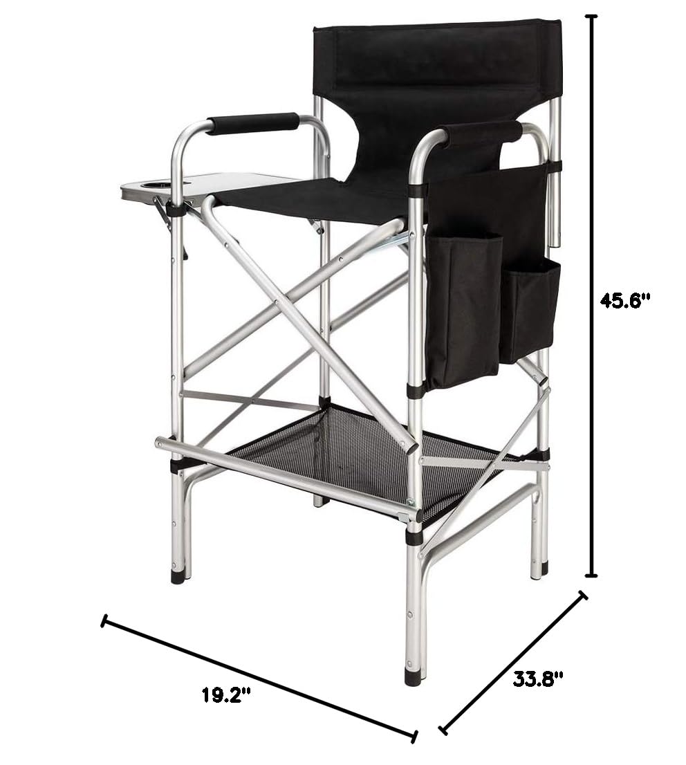 Black Folding Director Chair with Side Table G137816