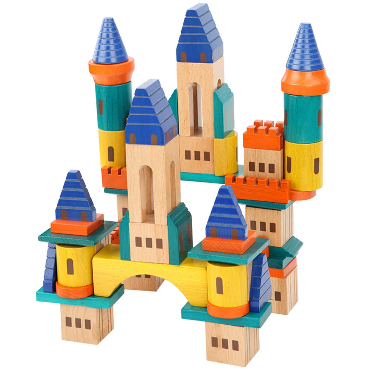 69 Pcs Wooden Building Blocks Set O162519
