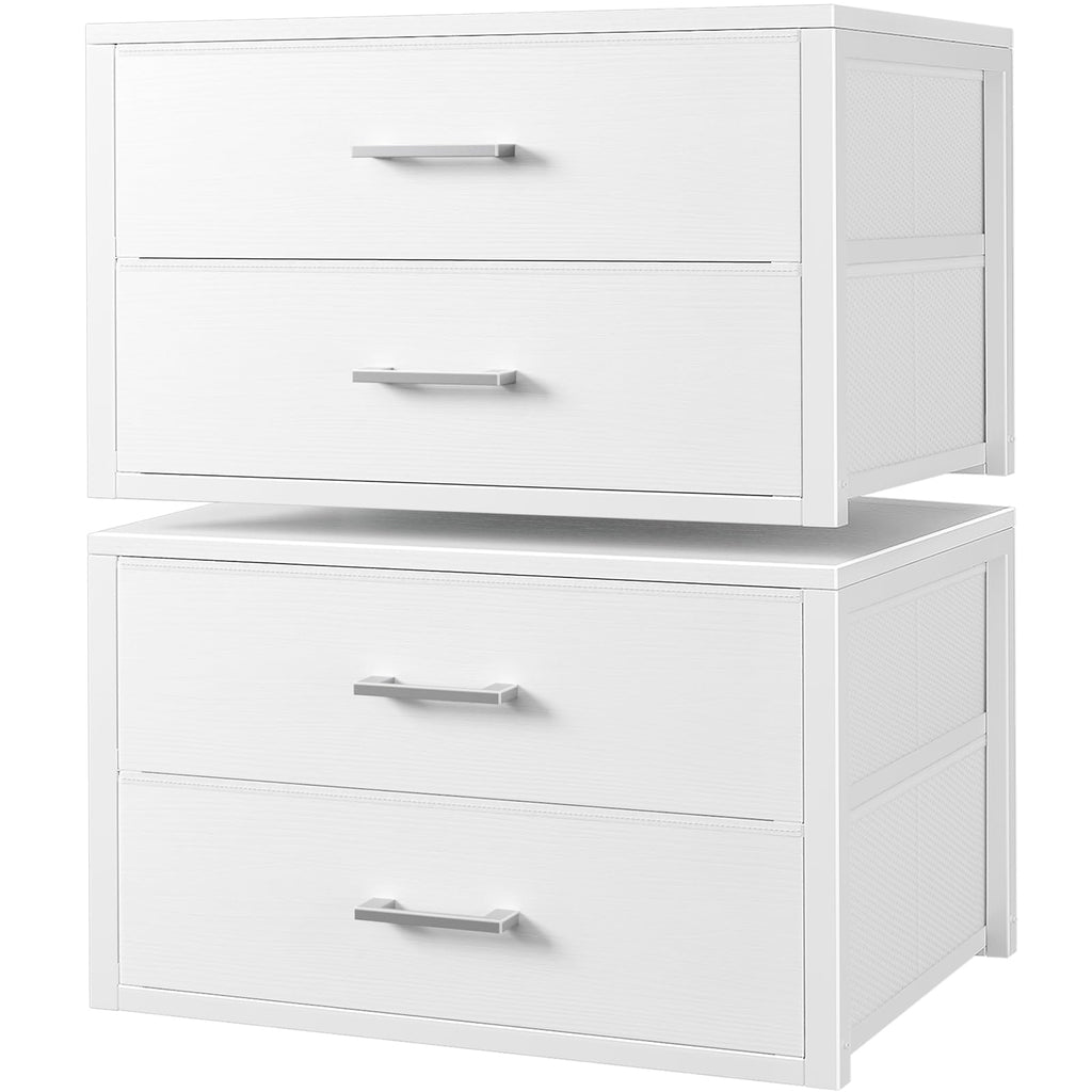 White 2 Drawer Fabric Storage Dresser D883