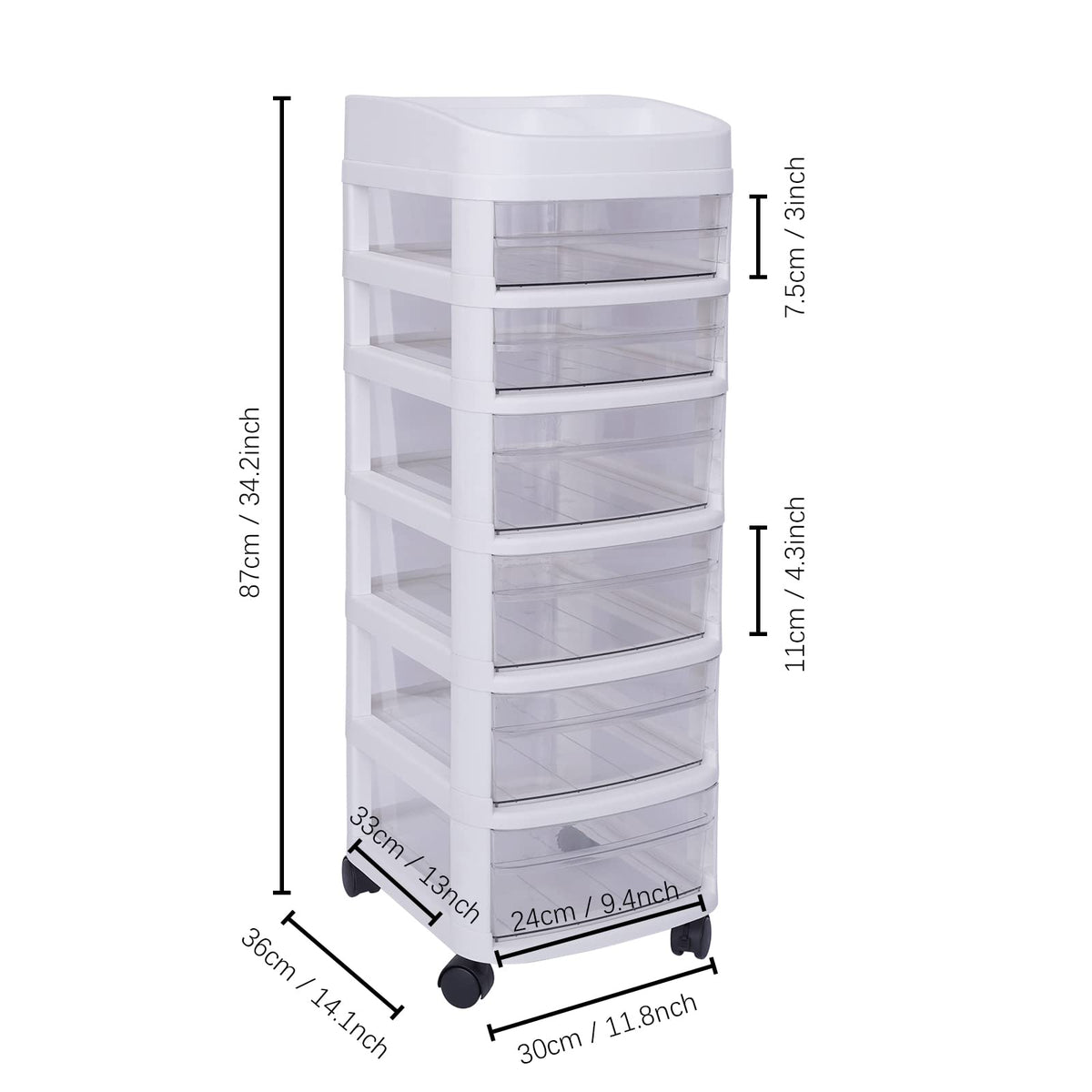 6 Drawer Rolling Storage Cart with Wheels B319