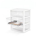 White 3 Drawer Plastic Storage Tower with Clear Bins I907