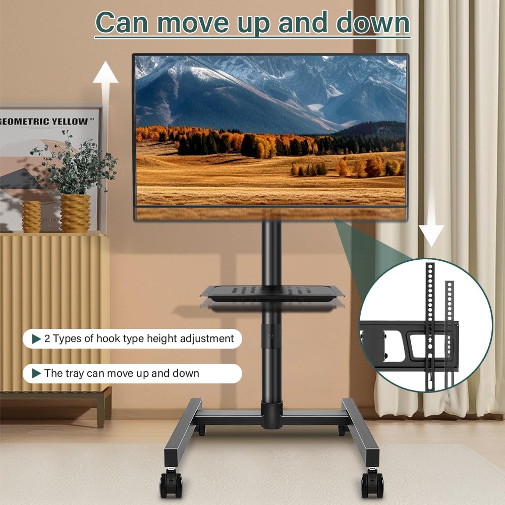 Rolling TV Stand with Wheels for 32-55Inch Screens up to 55lbs Black P180381