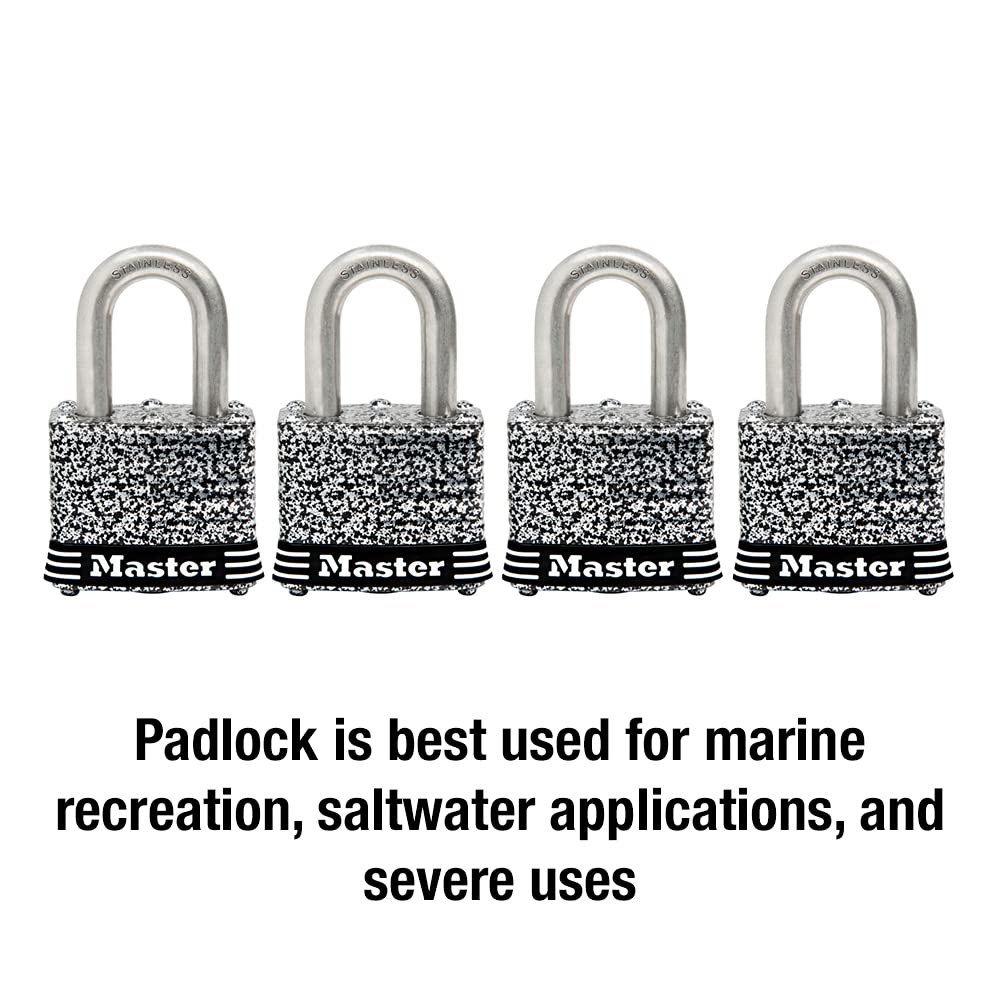 Stainless Steel Outdoor Padlock with Key, 4 Pack U683