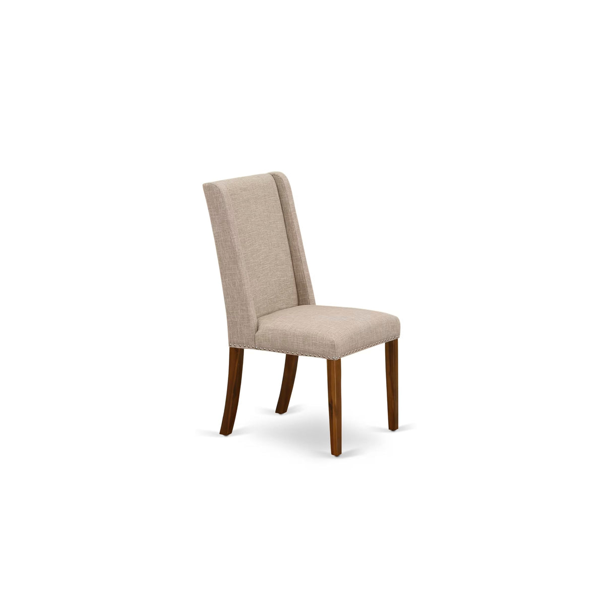 5-piece Wooden Dining Room Set with 4 Light Tan Linen Chairs W29310