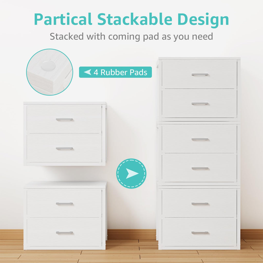 White 2 Drawer Fabric Storage Dresser D883
