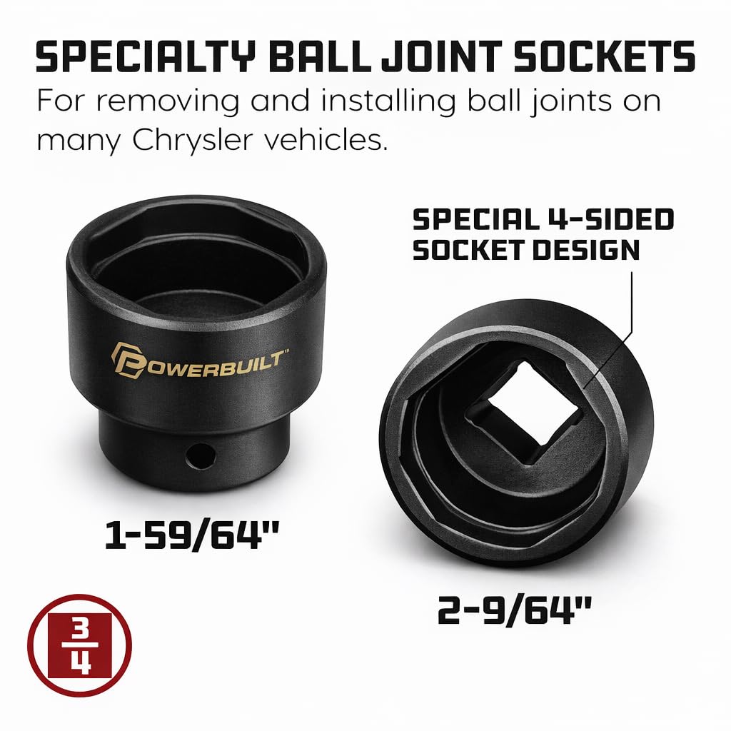 2 Piece Ball Joint Socket Set, 3/4" Drive with Storage Case Z73596