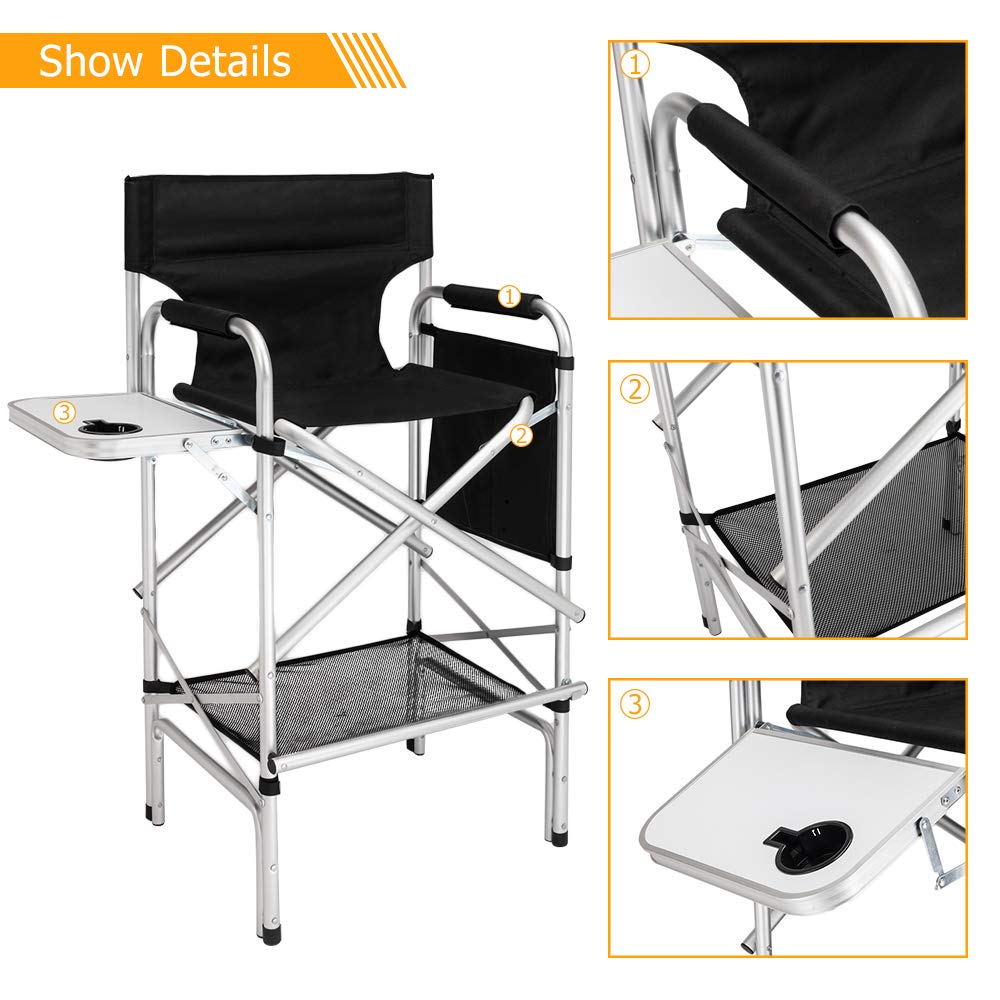 Black Folding Director Chair with Side Table G137816