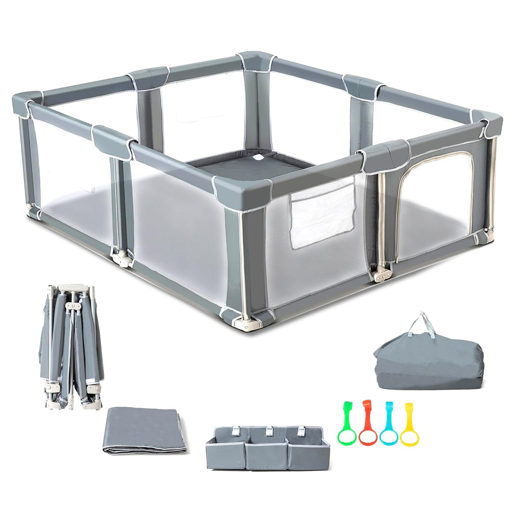 Foldable Baby Playpen with Mat W859748