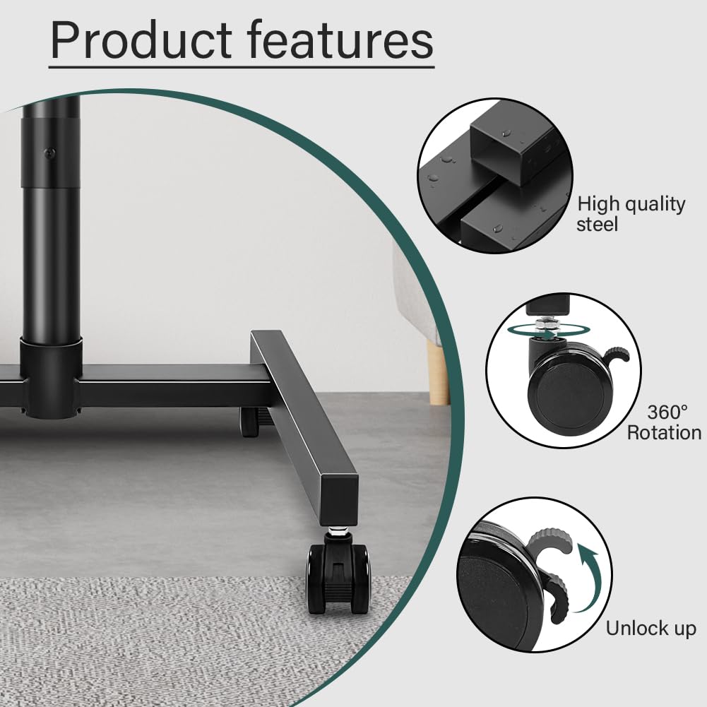 Rolling TV Stand with Wheels for 32-55Inch Screens up to 55lbs Black P180381