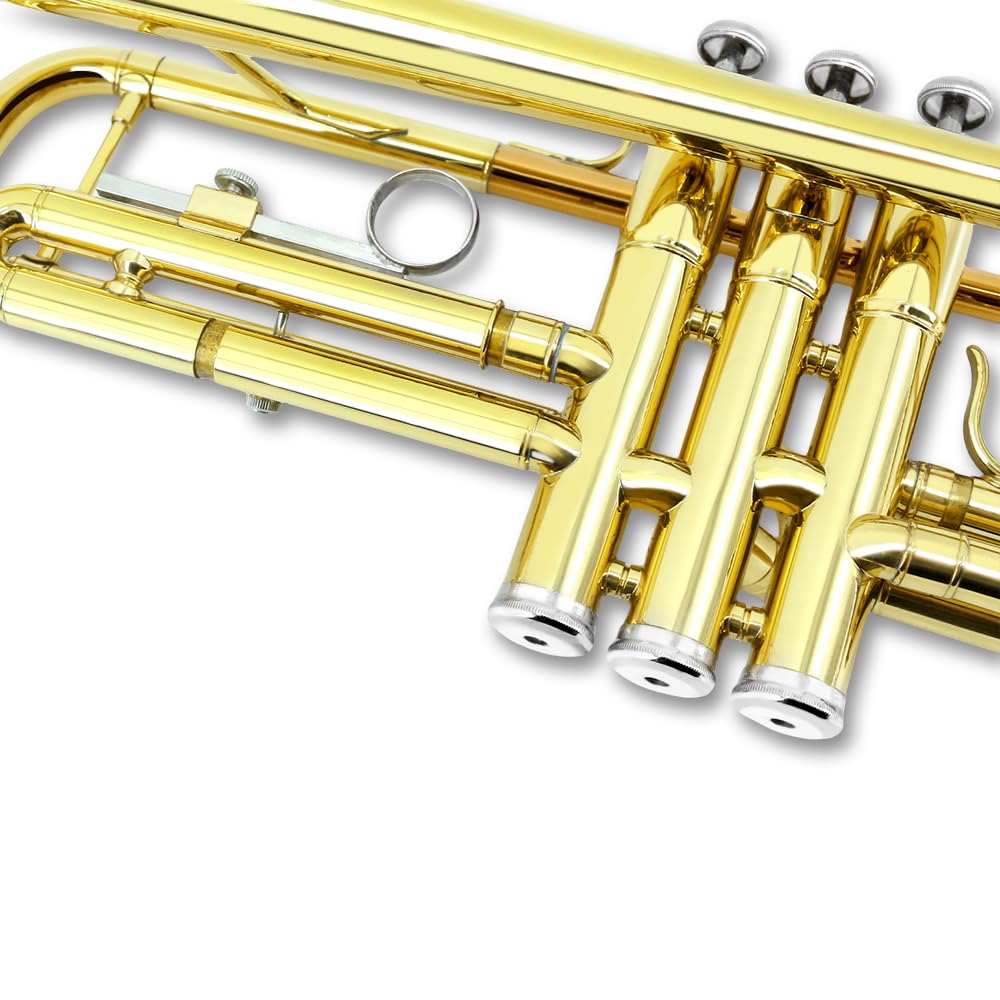 Standard Trumpet Set with Carrying Hard Case, 7C Mouthpiece, Cleaning Cloth and Gloves Q24744