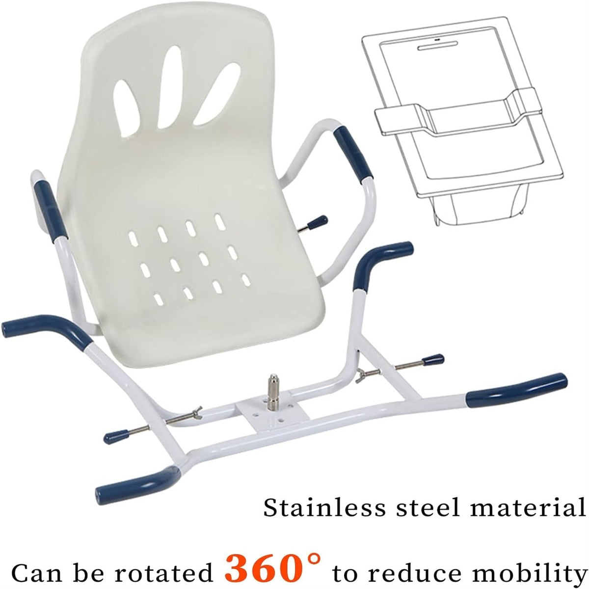 Rotating Shower Stool Seat with Arms and Back Support R42082
