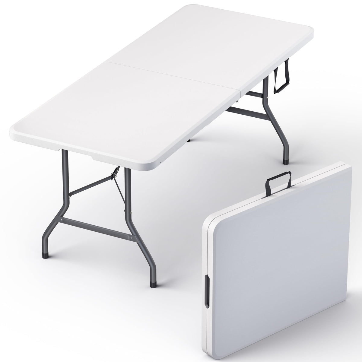 Foldable Table with Steel Legs White B4163