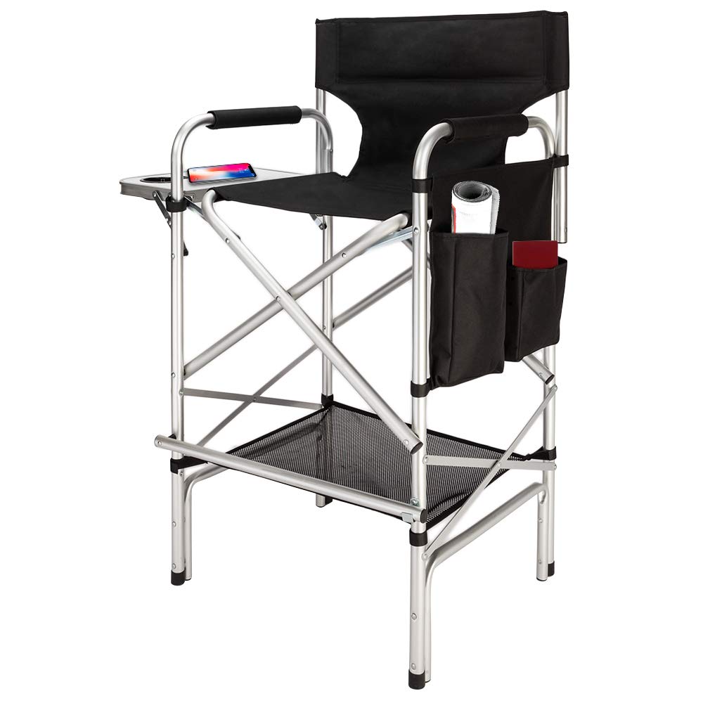 Black Folding Director Chair with Side Table G137816