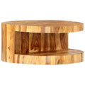 25.6" Solid Sheesham Wood Round Coffee Table with Storage Shelf A618948