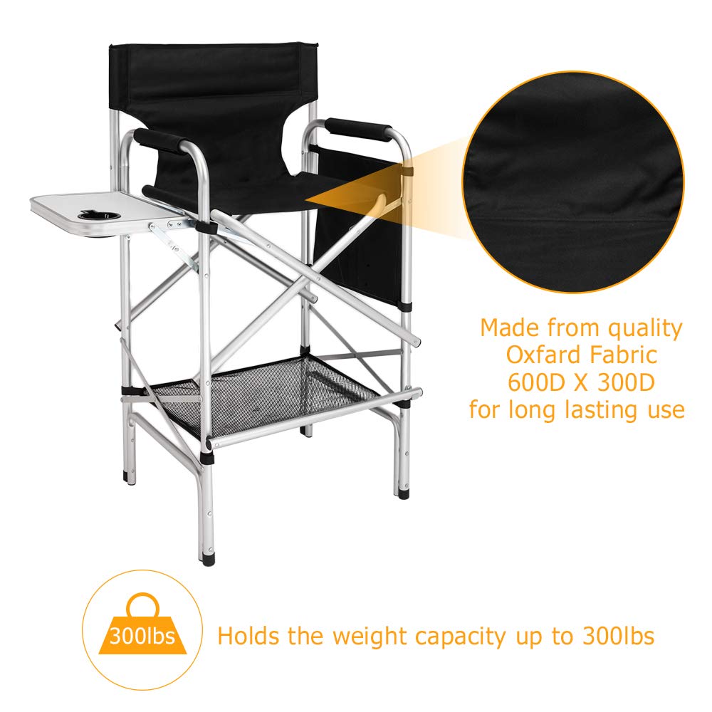 Black Folding Director Chair with Side Table G137816