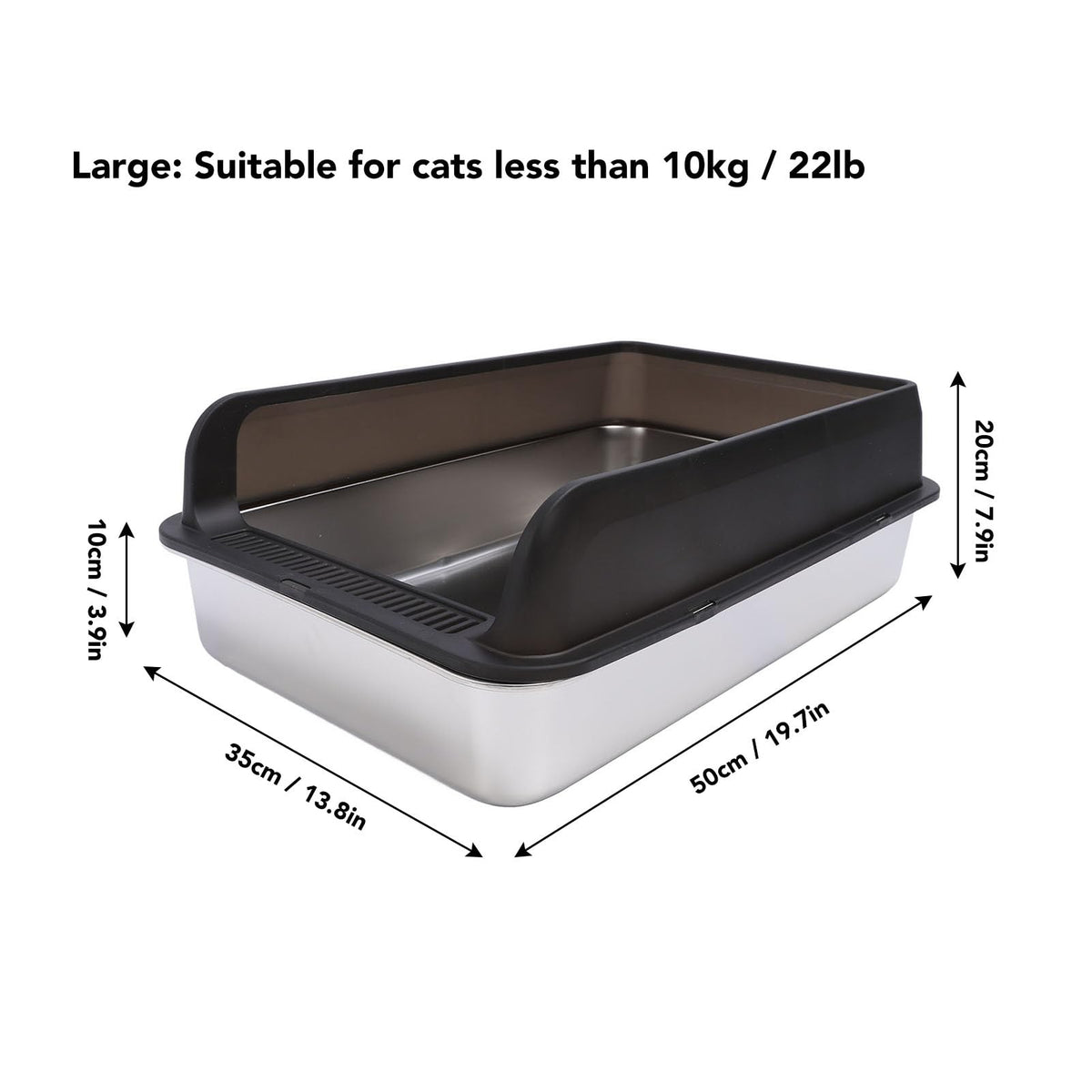 Stainless Steel High Sided Cat Litter Box with Lid Y292561