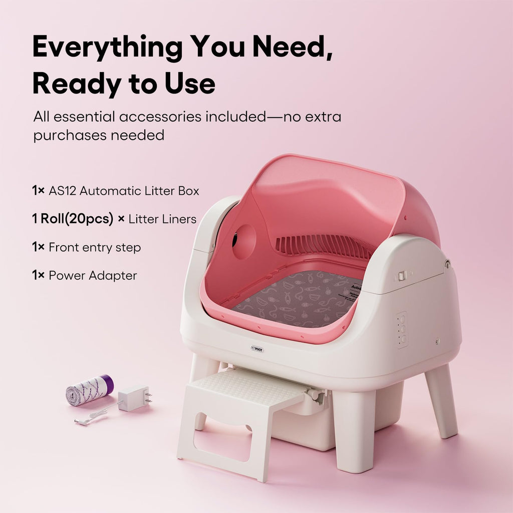 Self Cleaning Open Top Automatic Cat Litter Box Pink K3128