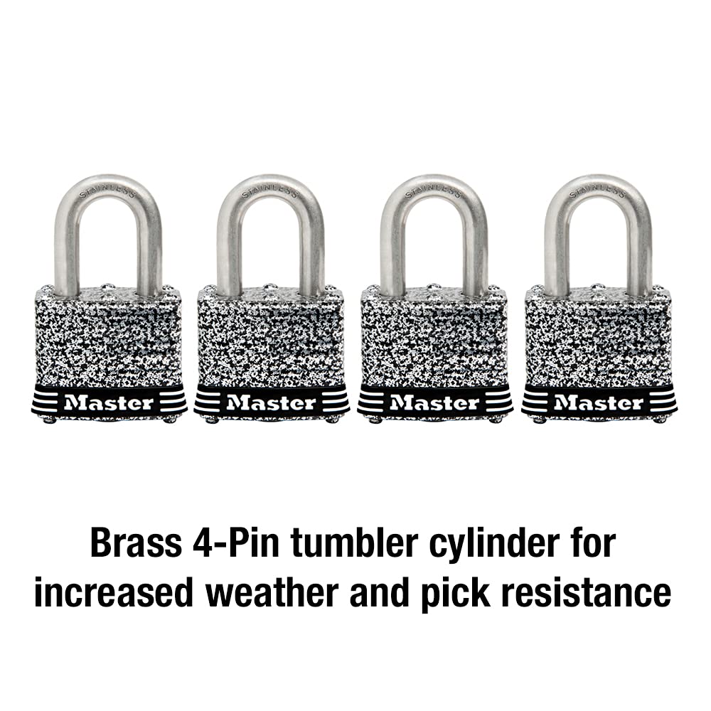 Stainless Steel Outdoor Padlock with Key, 4 Pack U683