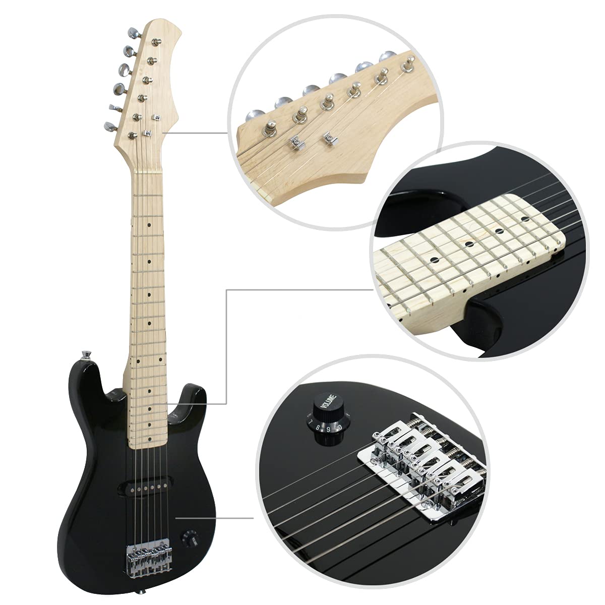 30" Beginner Electric Guitar with 5W Amp and Bag (Black) W491305