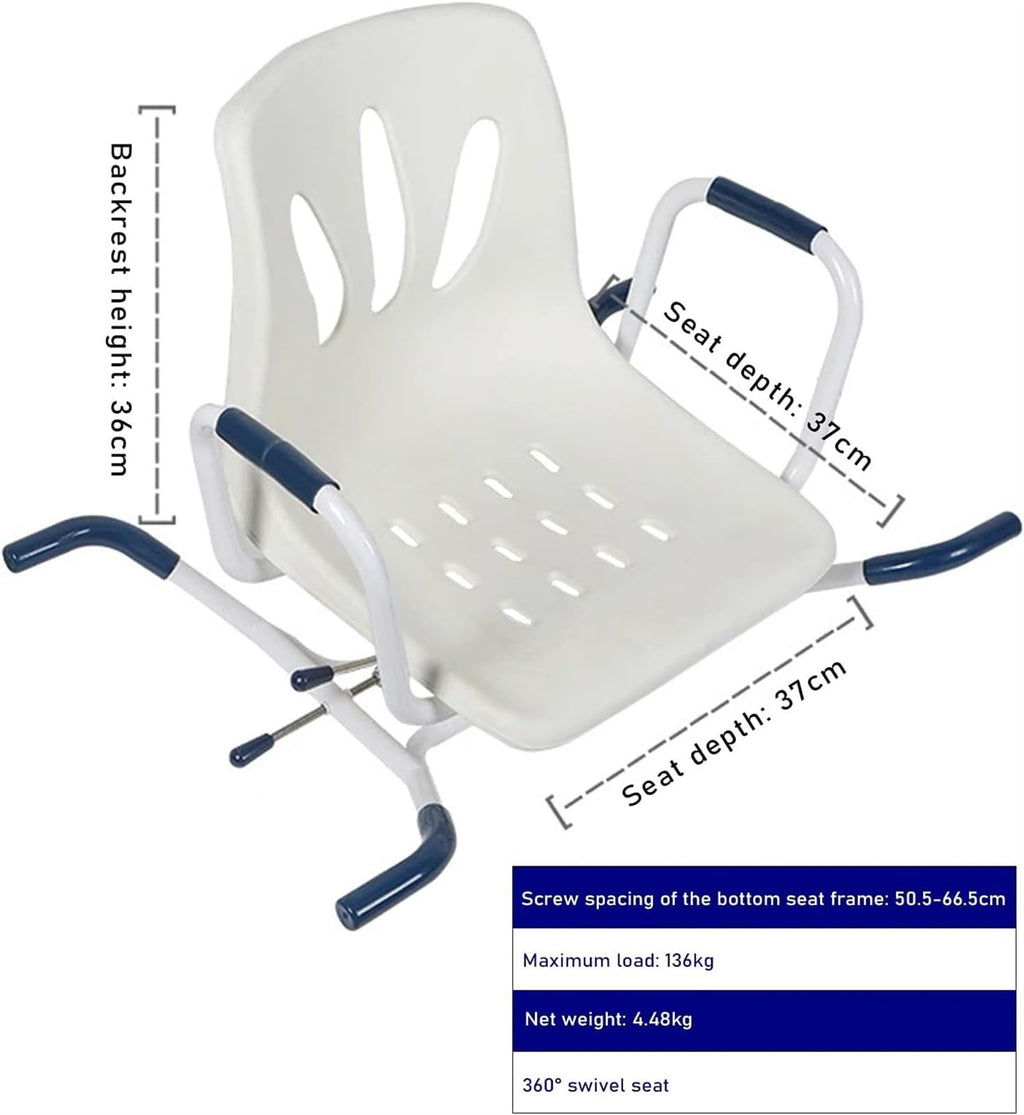 Rotating Shower Stool Seat with Arms and Back Support R42082