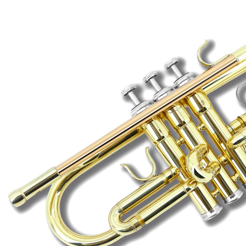 Standard Trumpet Set with Carrying Hard Case, 7C Mouthpiece, Cleaning Cloth and Gloves Q24744
