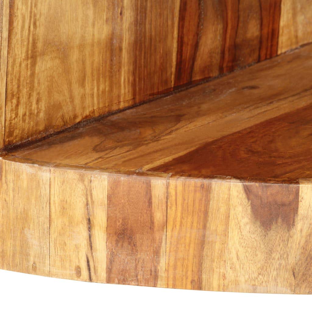 25.6" Solid Sheesham Wood Round Coffee Table with Storage Shelf A618948