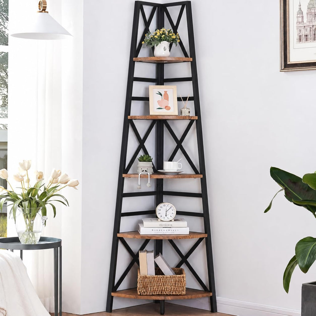 5 Tier 72 Inch Tall Corner Bookshelf P43409