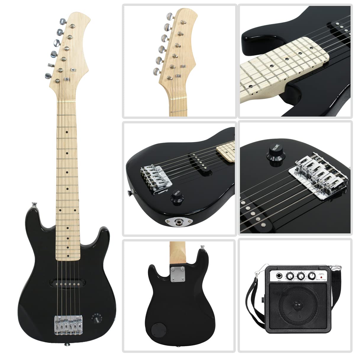 30" Beginner Electric Guitar with 5W Amp and Bag (Black) W491305