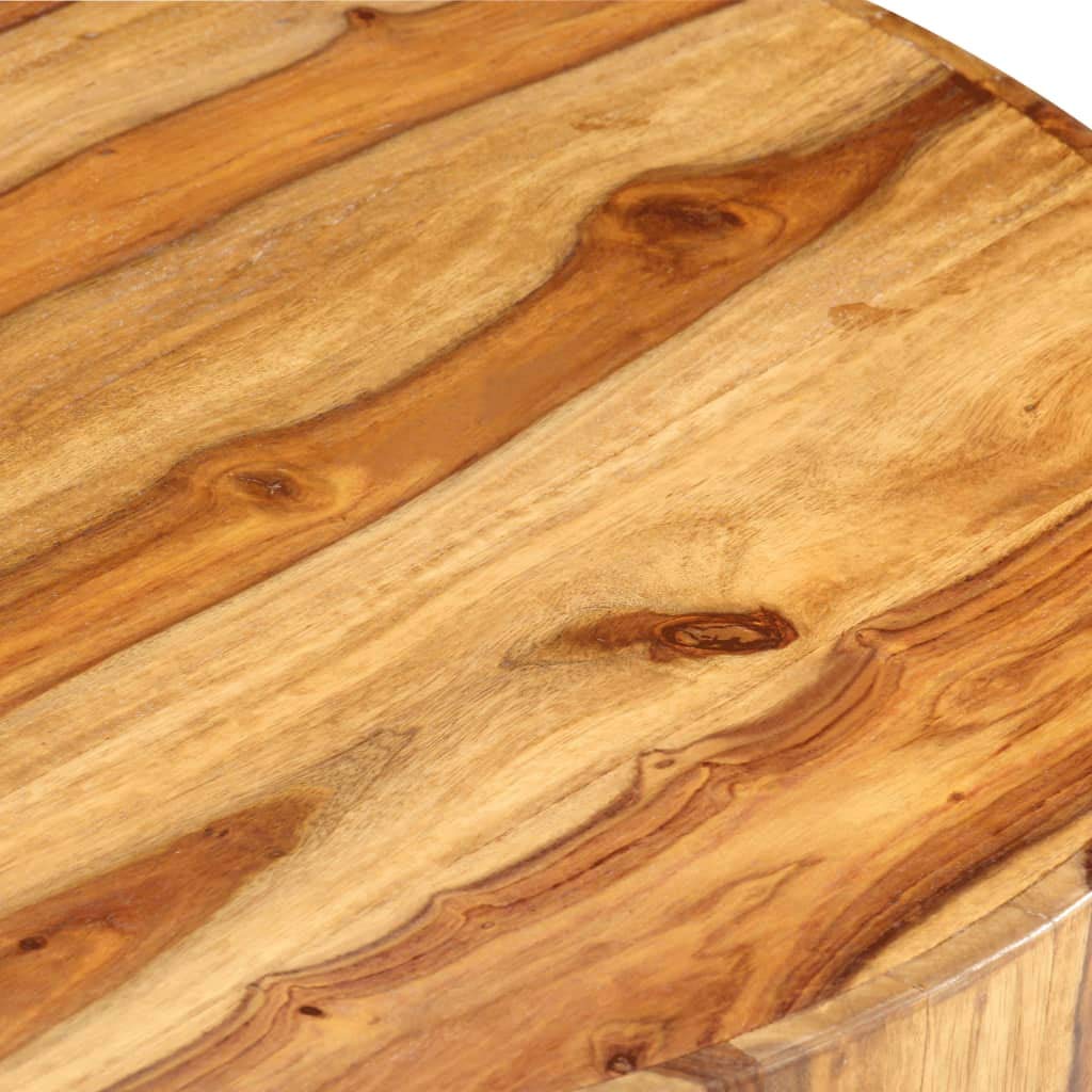 25.6" Solid Sheesham Wood Round Coffee Table with Storage Shelf A618948