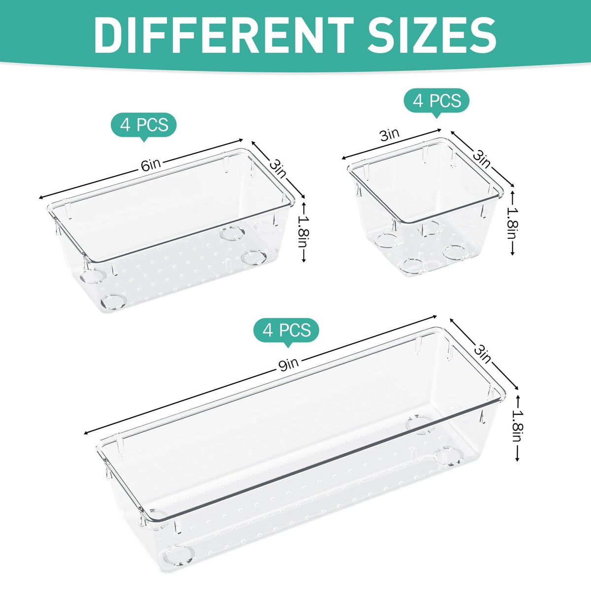 12 Pack Clear Drawer Organizer Set F481594