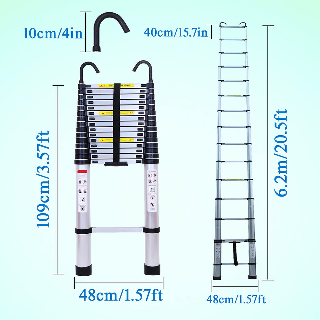 20.5FT Aluminum Telescoping Ladder 330lb K178