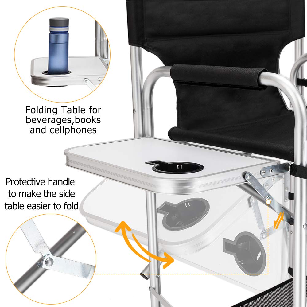Black Folding Director Chair with Side Table G137816