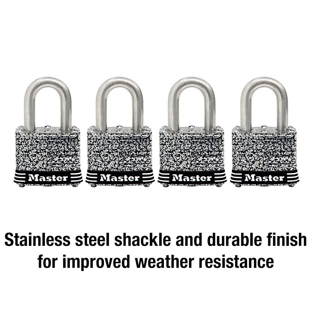 Stainless Steel Outdoor Padlock with Key, 4 Pack U683