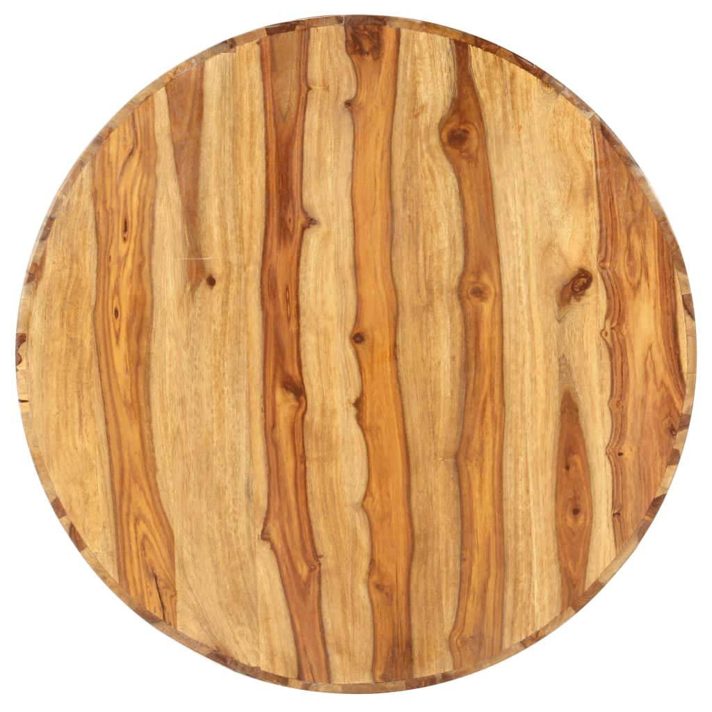 25.6" Solid Sheesham Wood Round Coffee Table with Storage Shelf A618948
