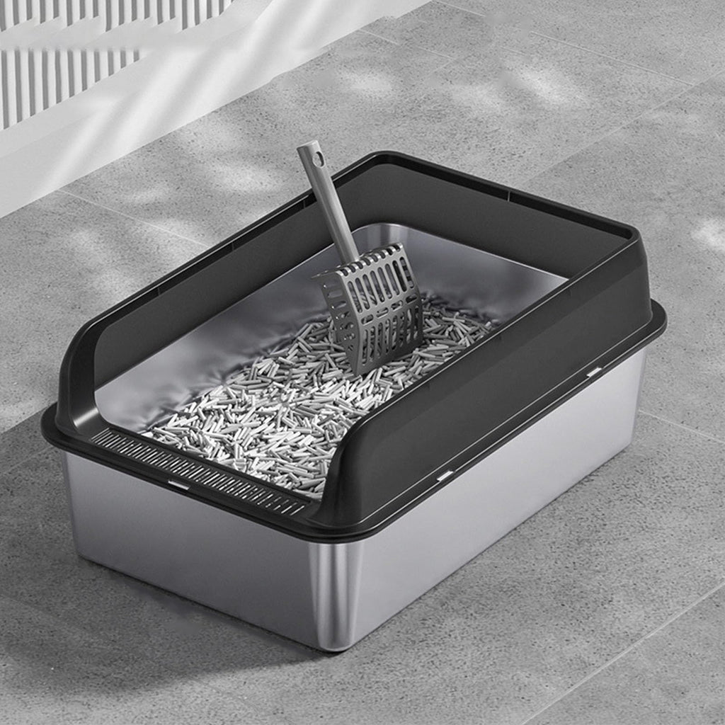 Stainless Steel High Sided Cat Litter Box with Lid Y292561