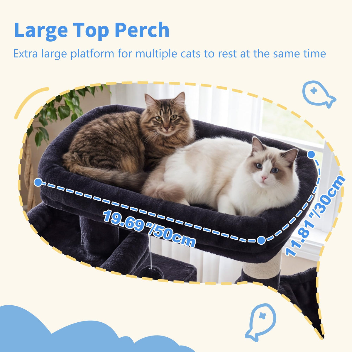 71-Inch-Tall Cat Tree with 2 Perches A96288