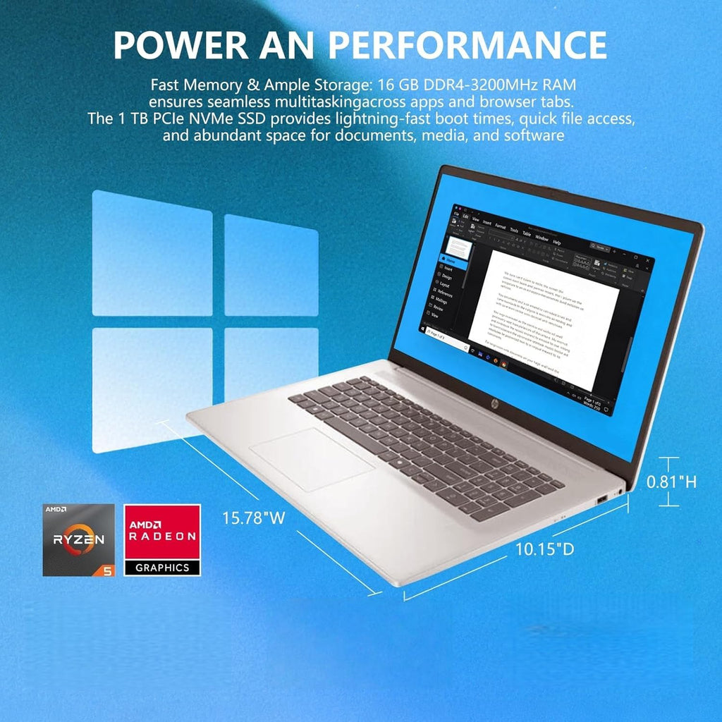 17.3" Touch Screen Laptop, 64GB RAM, 1TB SSD, AMD Ryzen 5, Windows 11 Pro, Silver R660037