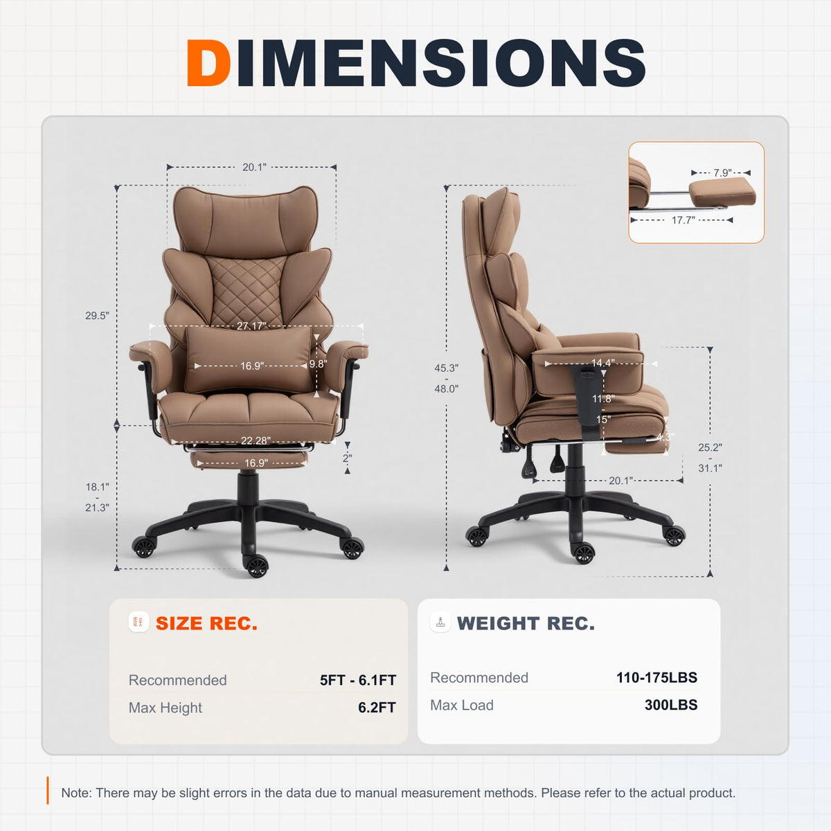 Big and Tall Office Chair with Pocket Spring Cushion S49771