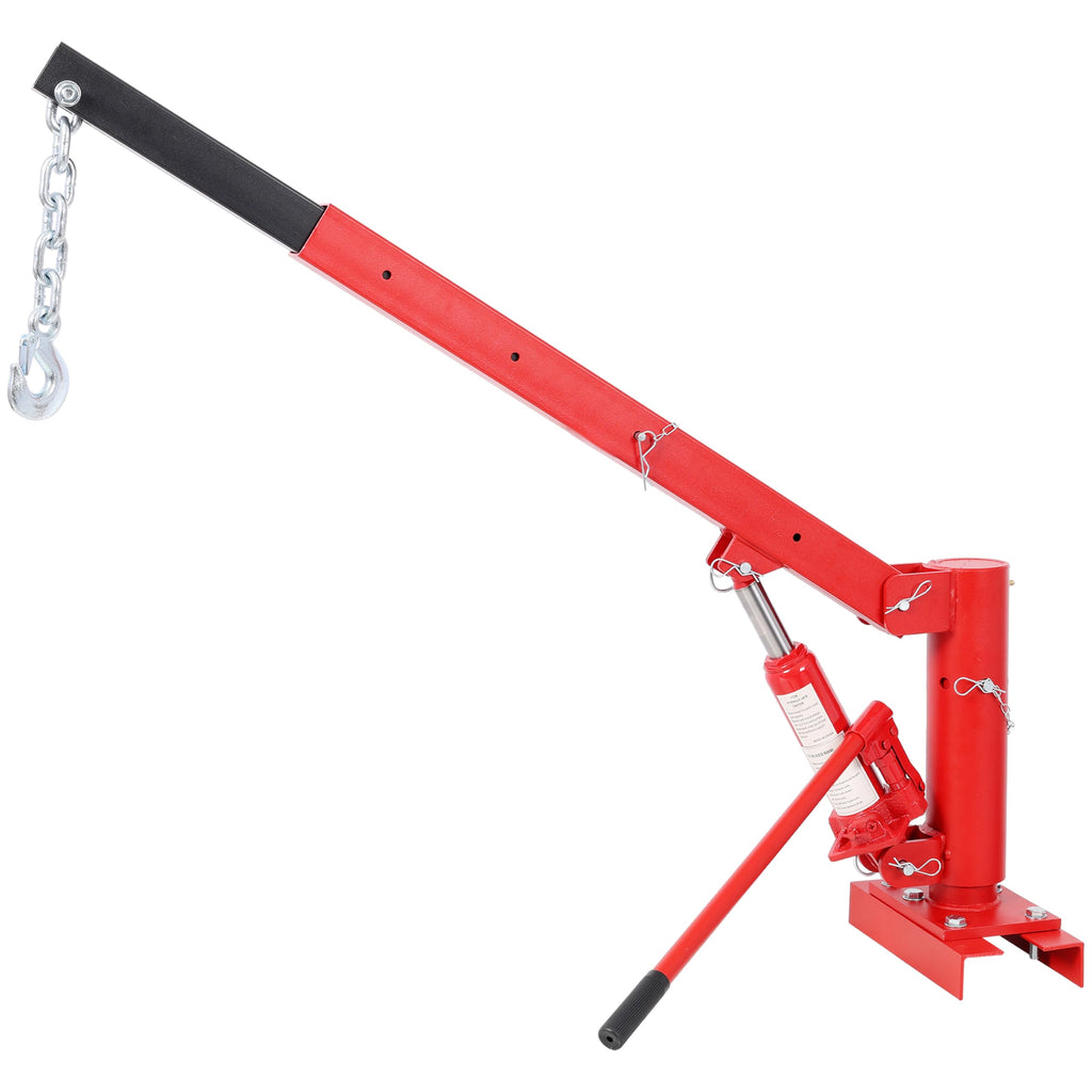Hydraulic Pickup Truck Crane, 1000 lbs Capacity, 360° Swivel, Red L621