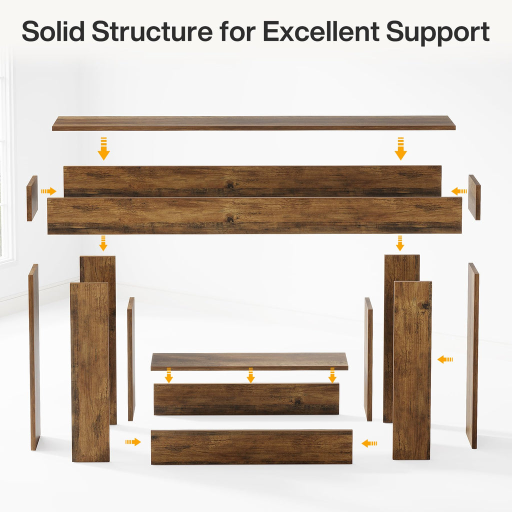 63" Farmhouse 2-Tier Console Table with U-Shaped Base Q9485