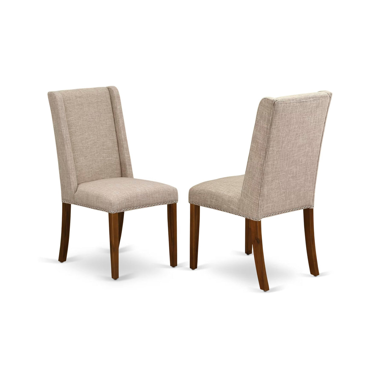 5-piece Wooden Dining Room Set with 4 Light Tan Linen Chairs W29310