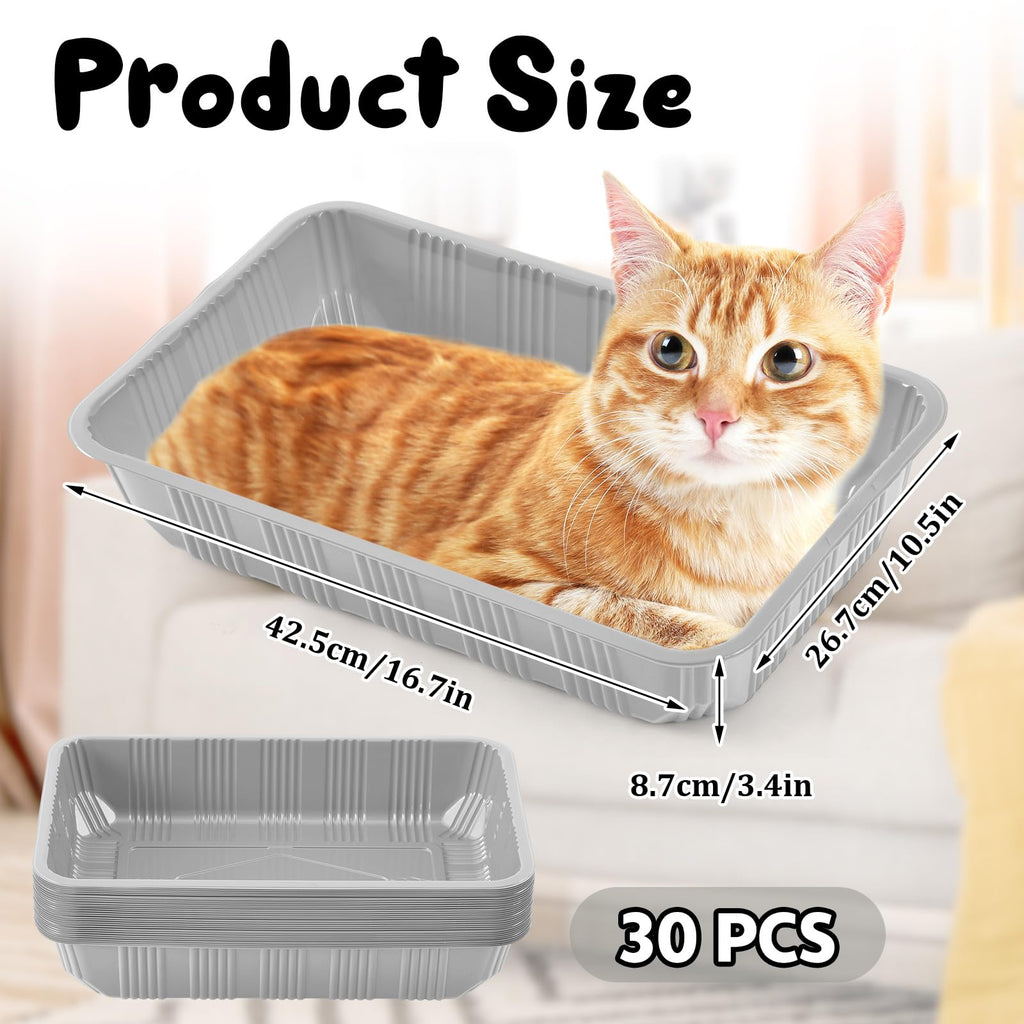 30 Pack Disposable Litter Boxes for Cats Gray U1978