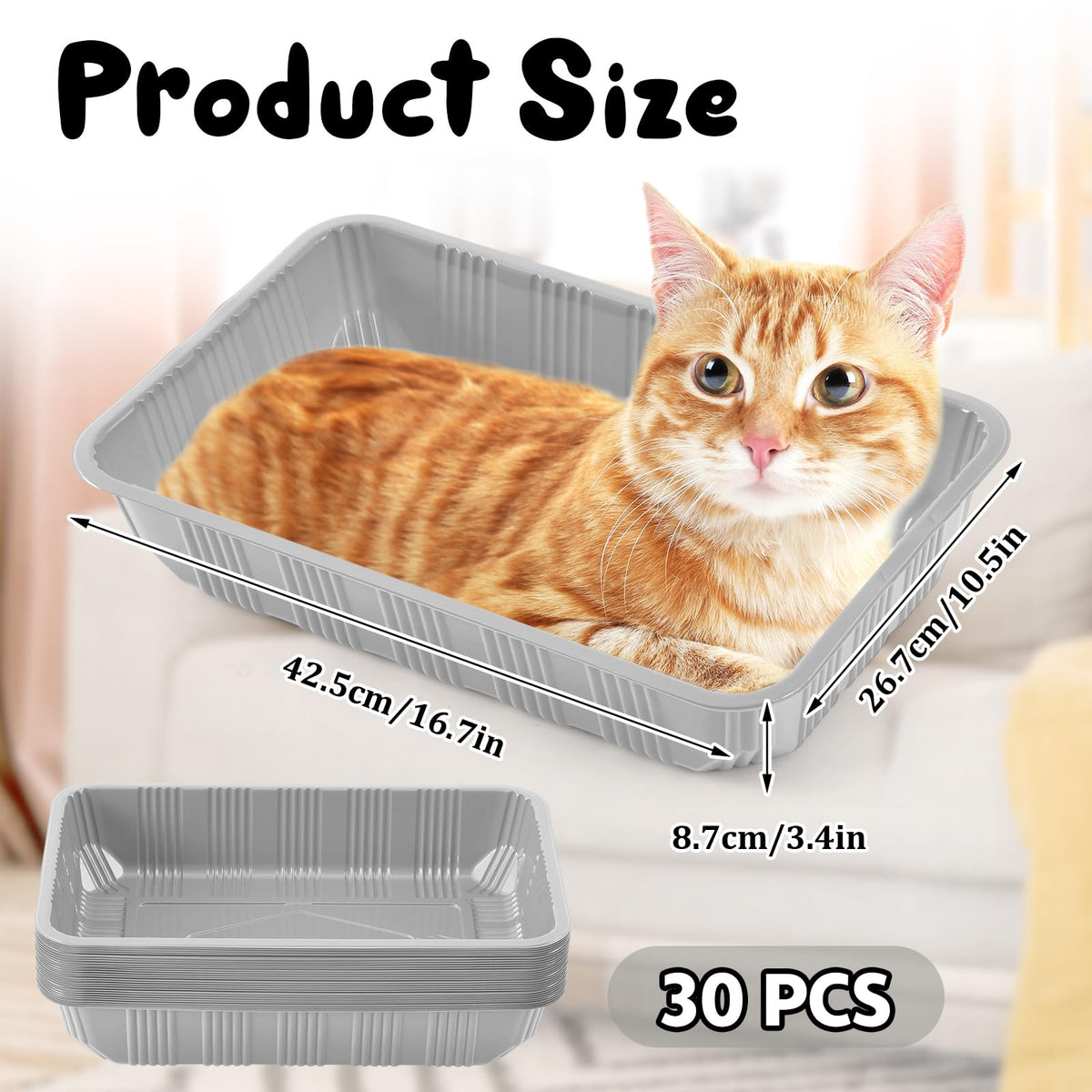 30 Pack Disposable Litter Boxes for Cats Gray U1978