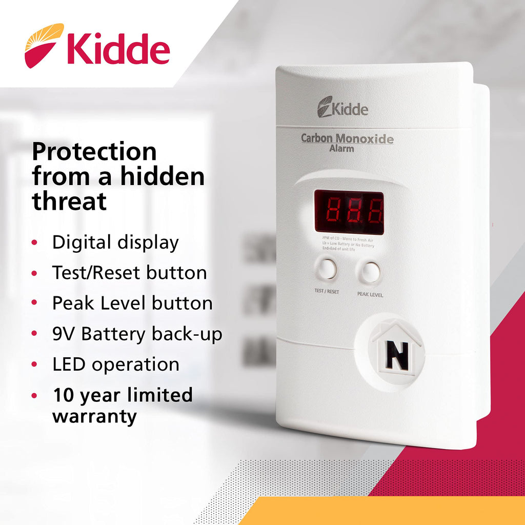 Carbon Monoxide Detector, Plug-In with Digital Display B9354