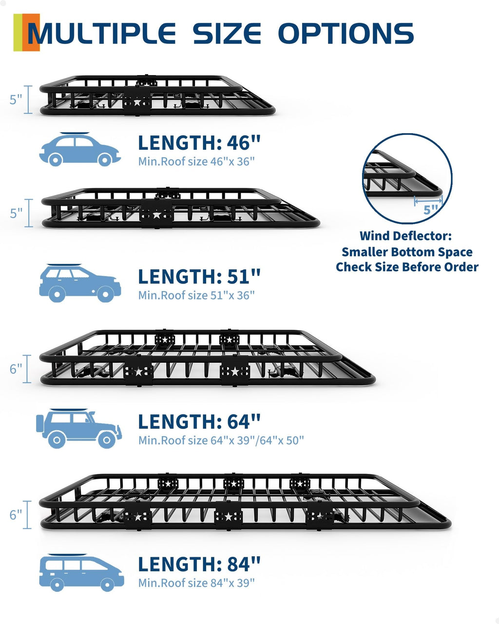 46" x 36" 200 Lbs Capacity Roof Rack Cargo Carrier Basket S143